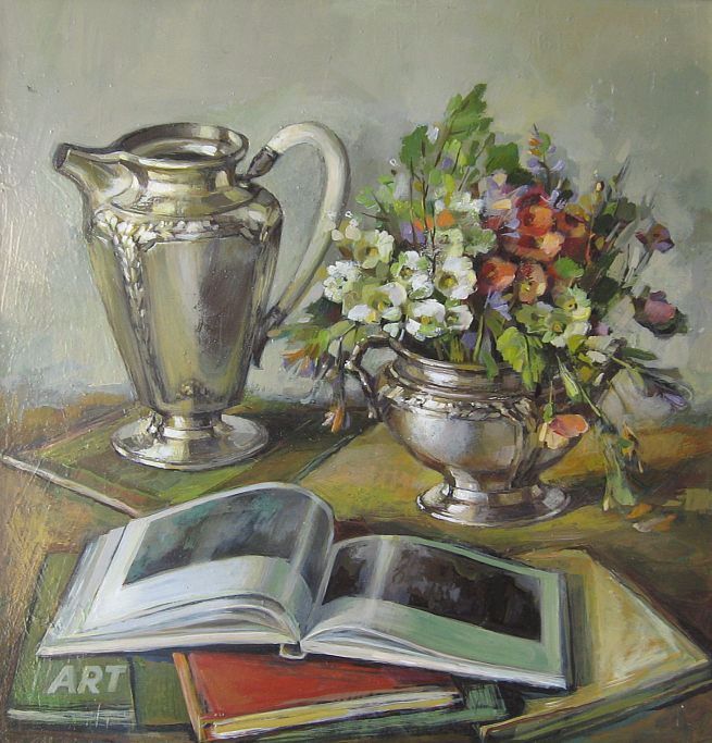 Natura statica cu vase de argint