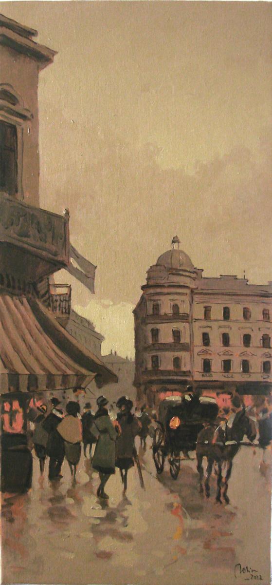 Calea Victoriei , hotel Bulevard , ulei panza