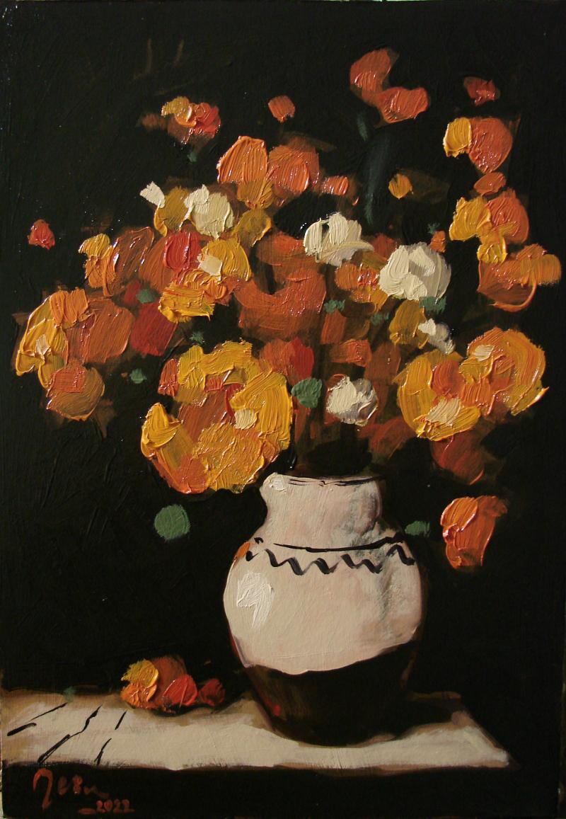 Flori orange , ulei carton