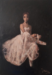Before the show, oil on cardboard