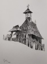 Biserica de lemn,tus hartie