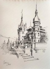 Castelul Peles,sinaia,tus pe hartie