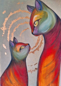 Colorful cats (gold foil)